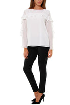 Fracomina blusa girocollo con rouches beige