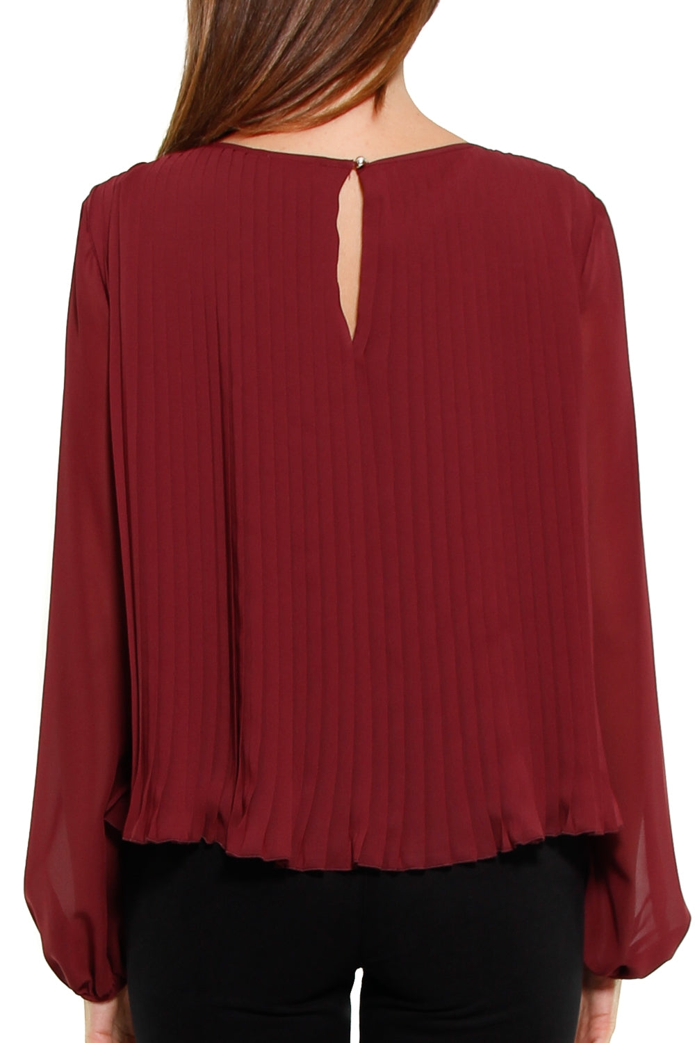 Liu Jo Black blusa plisset con maniche a sbuffo bordeaux