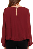 Liu Jo Black blusa plisset con maniche a sbuffo bordeaux