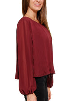 Liu Jo Black blusa plisset con maniche a sbuffo bordeaux