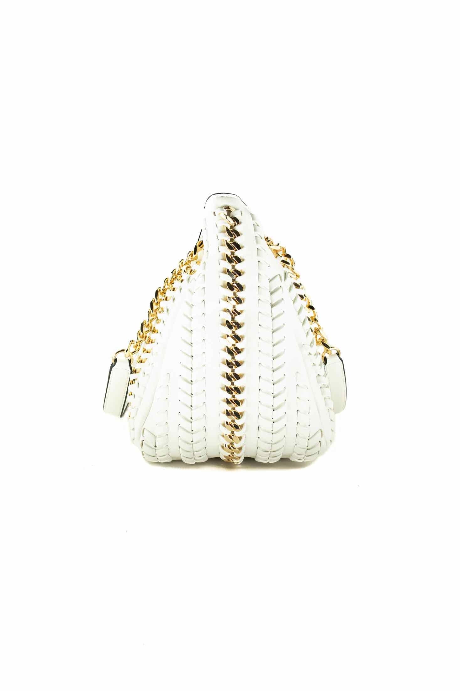 La Carrie borsa a spalla con intrecci e catene bianco