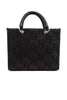 BORSA SHOPPER MEDIA IN RAFIA CON LOGO JACQUARD NERO