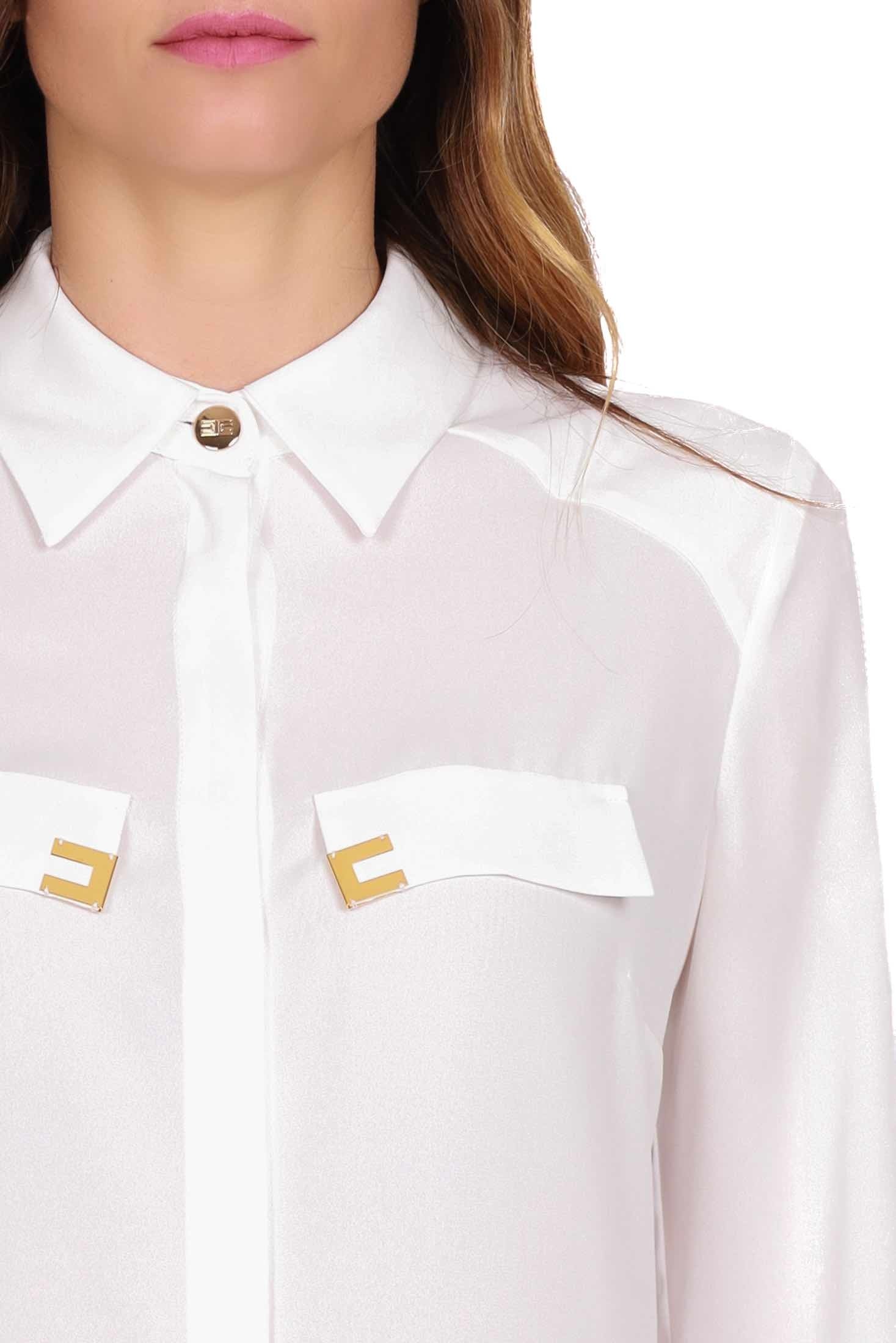 Elisabetta Franchi camicia elegante in georgette burro