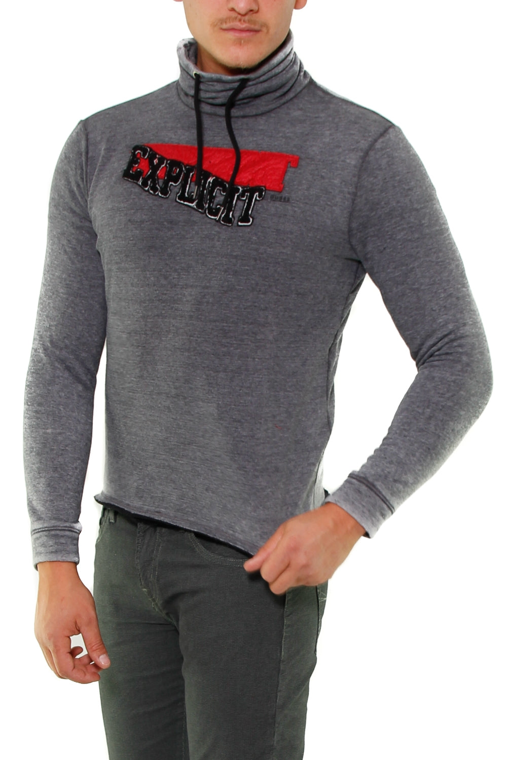 Guess Uomo dolcevita in felpa delave' con logo grigio