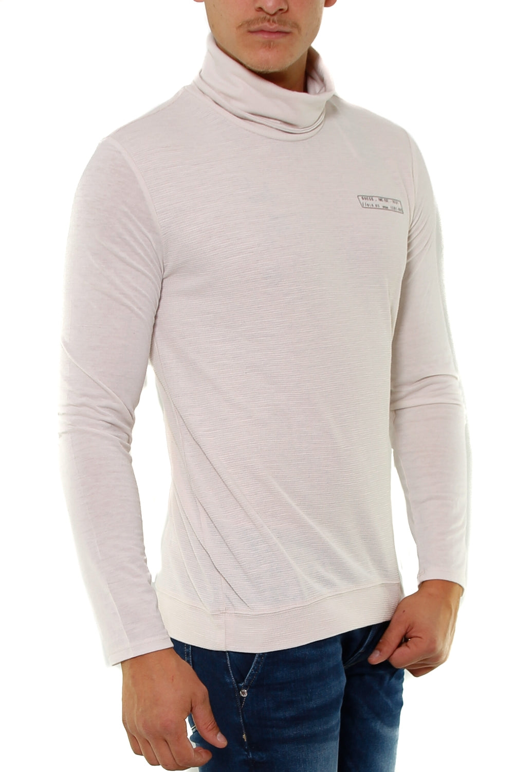 Guess Uomo dolcevita in jersey lavorazione piquet beige