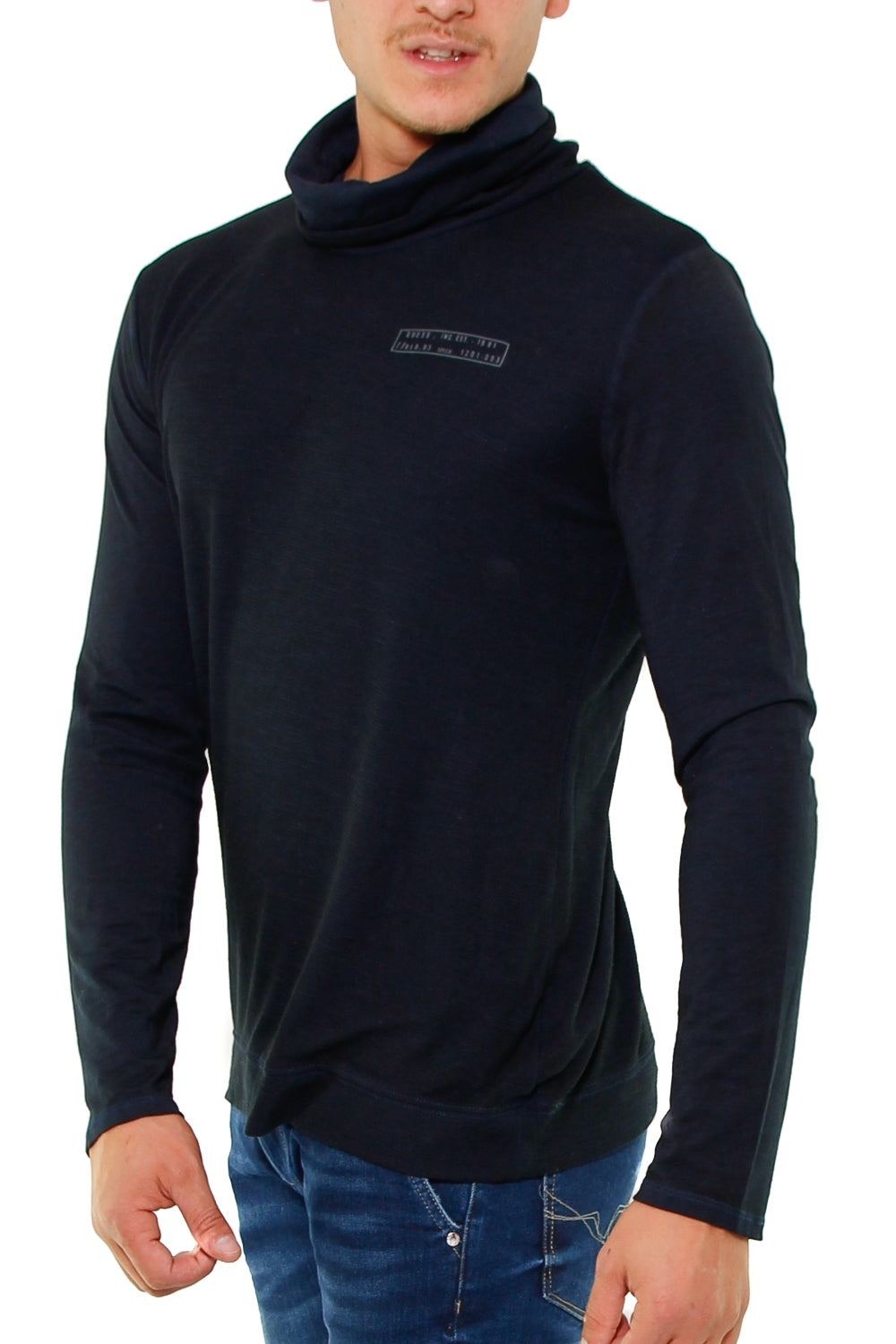 Guess Uomo dolcevita in jersey lavorazione piquet blu