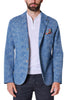 EINREIHIGE BLAZERJACKE AUS BLAUER STRETCH-BAUMWOLLMISCHUNG