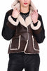SHORT JACKET IN ECO SHEEPSKIN AND NYLON BROWN