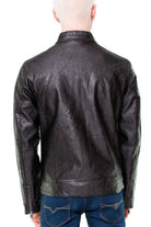 Guess Uomo giacca ecopelle con collo a fascetta nero