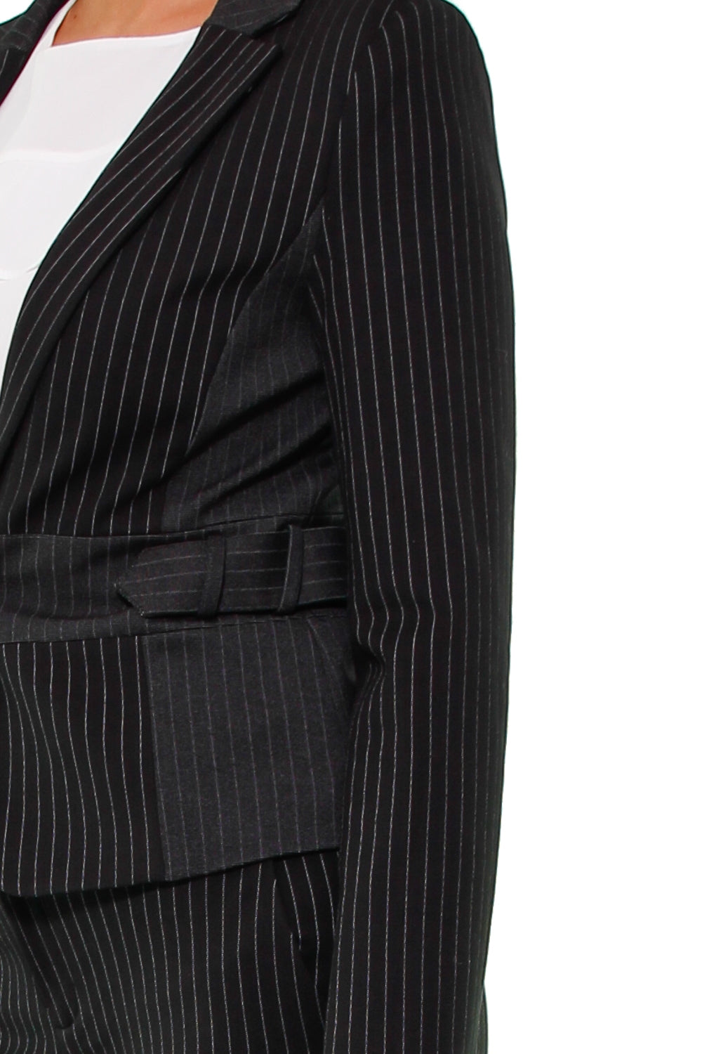 Fracomina giacca gessata con mix di tessuti nero