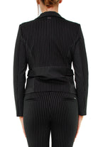 Fracomina giacca gessata con mix di tessuti nero