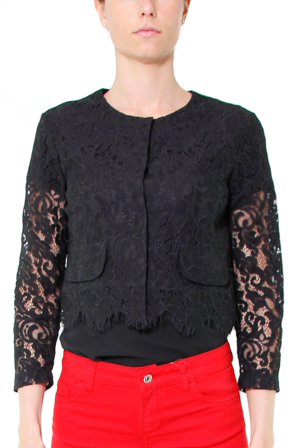 Liu Jo Black giacca girocollo corta in pizzo nero