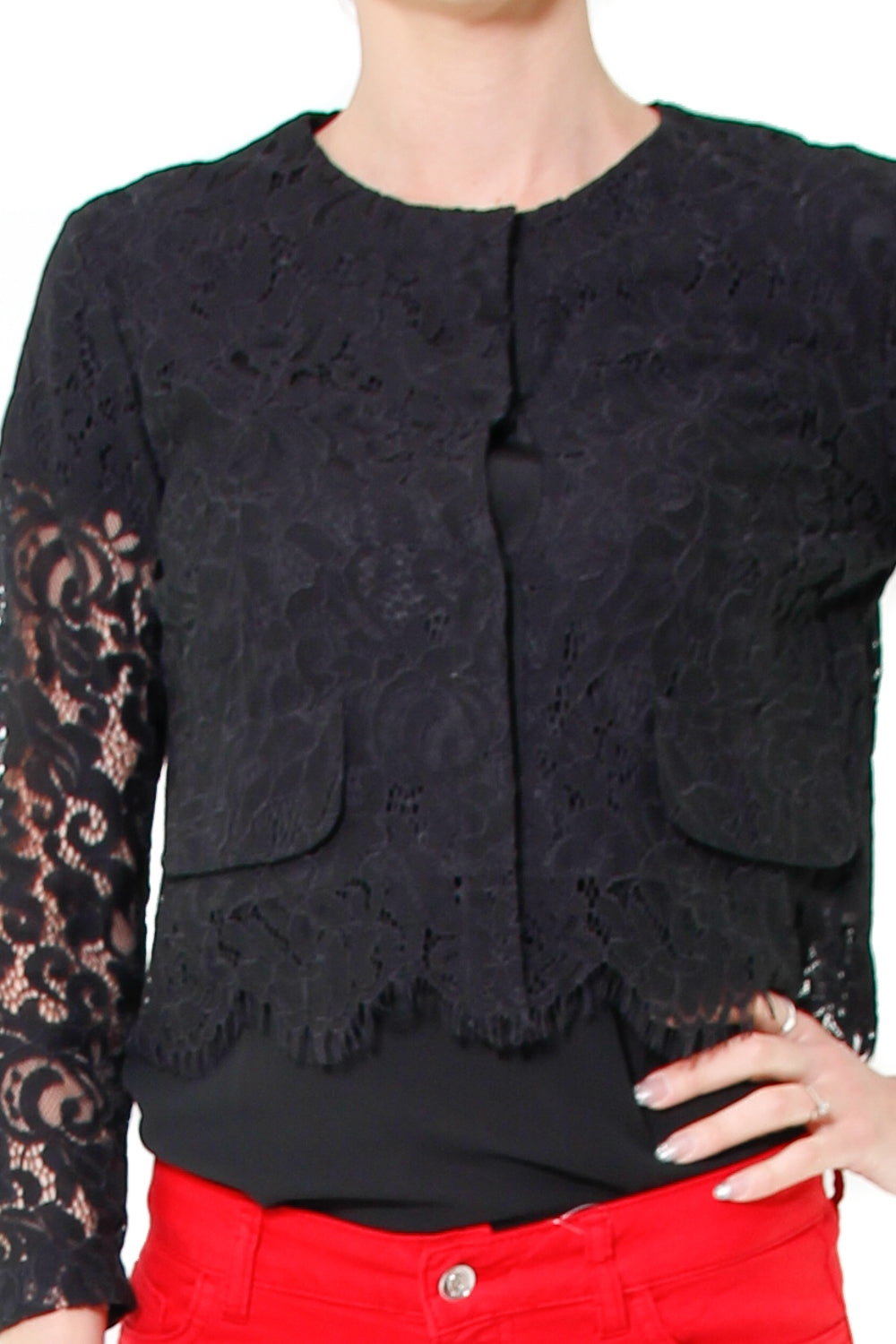 Liu Jo Black giacca girocollo corta in pizzo nero