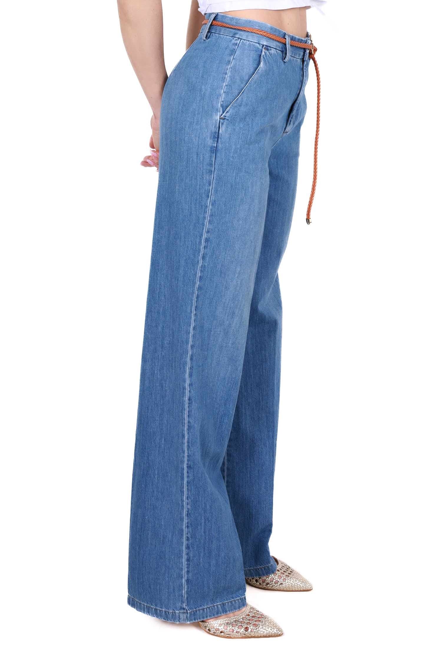 Blu Denim jeans a palazzo tasche america blu