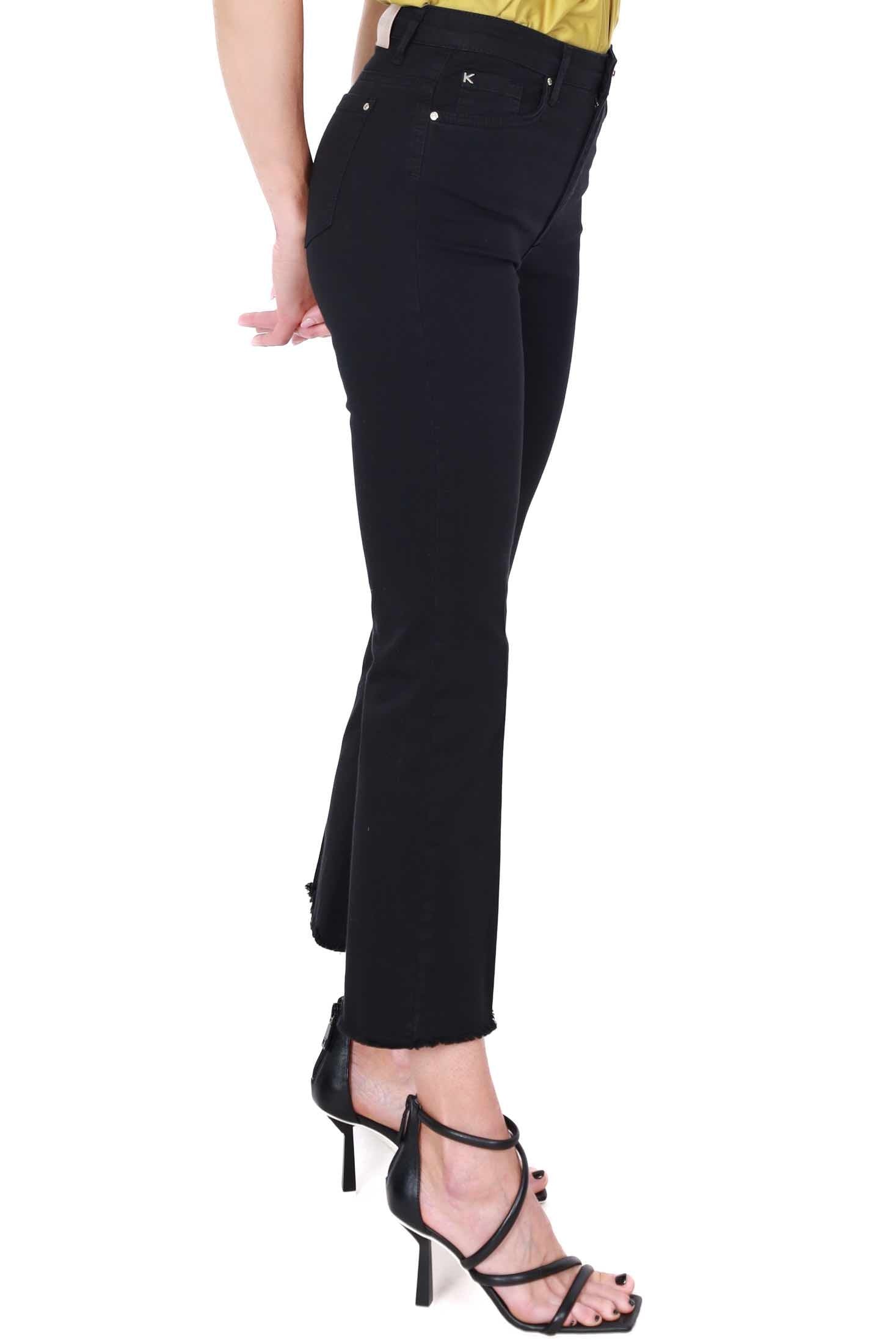 Kocca jeans flared in gabardine di cotone nero
