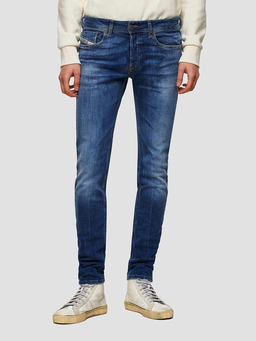 Diesel Italia Spa jeans skinny in denim stretch stone washed blu