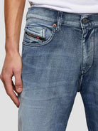 Diesel Italia Spa jeans slim in denim stretch stone washed blu