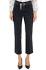 BLACK HIGH WAIST FLARE CROPPED JEANS