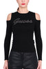 MAGLIA CON CUT OUT E LOGO NERO