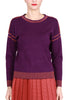 PULLOVER MIT RUNDHALS UND LILA LUREX-DETAILS