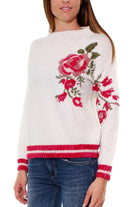 Liujo Knitwear maglia jacquard con rosa bianco