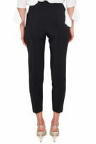 Elisabetta Franchi pantalone a sigaretta con ricamo sul cinturino nero