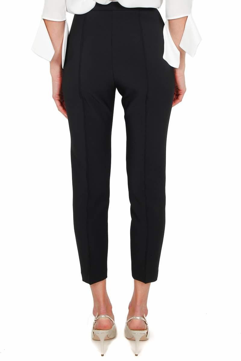 Elisabetta Franchi pantalone a sigaretta con ricamo sul cinturino nero