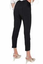 Elisabetta Franchi pantalone a sigaretta con ricamo sul cinturino nero