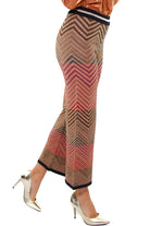 Dixie pantalone a zampa tessuto di lurex optical marrone