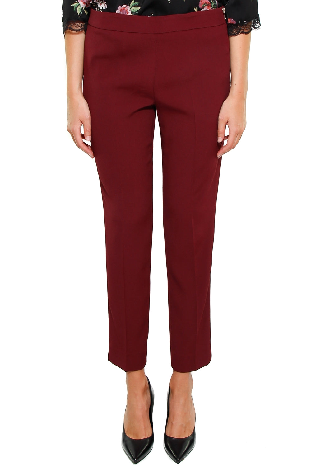 Liu Jo Black pantalone alla caviglia tessuto stretch bordeaux