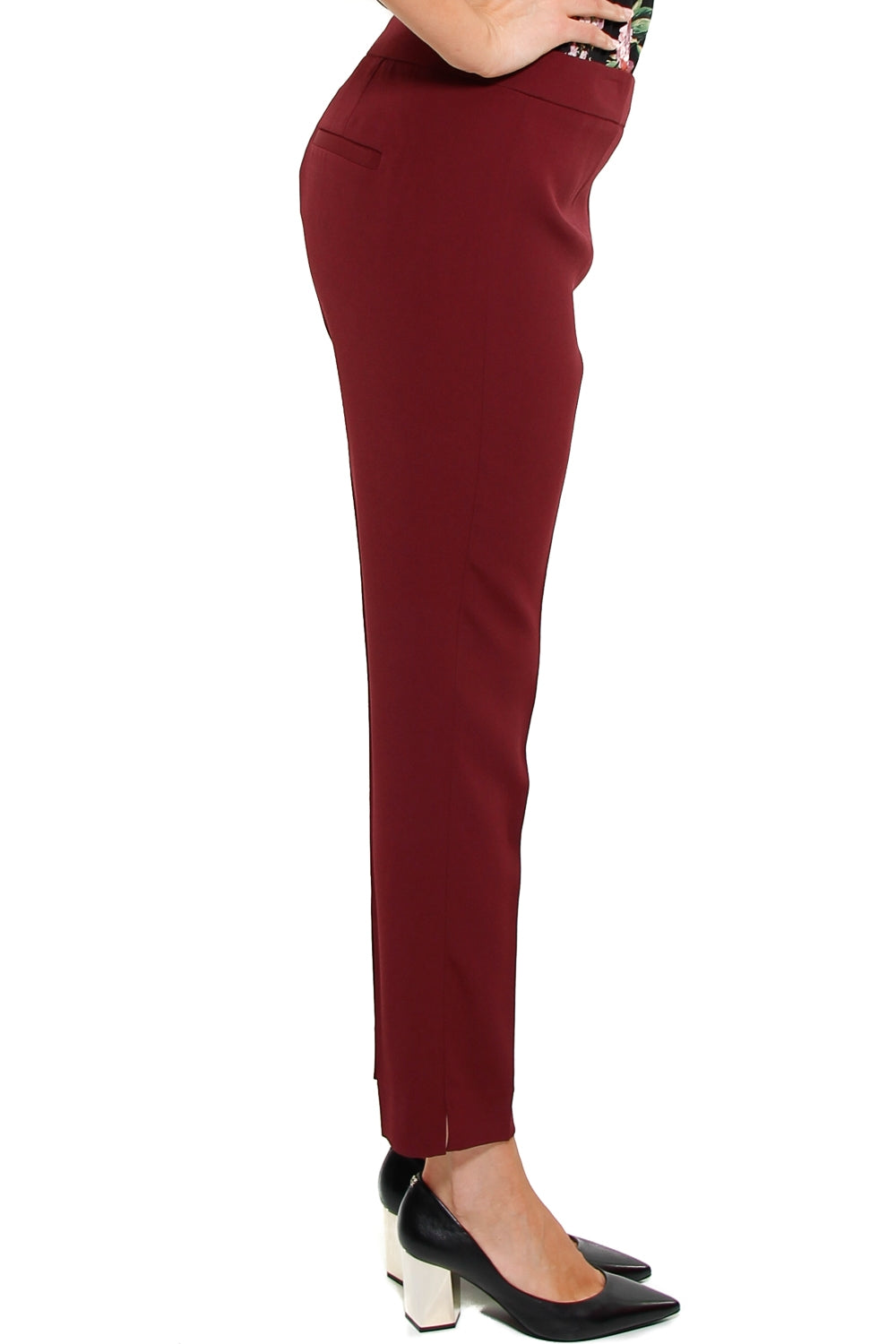 Liu Jo Black pantalone alla caviglia tessuto stretch bordeaux