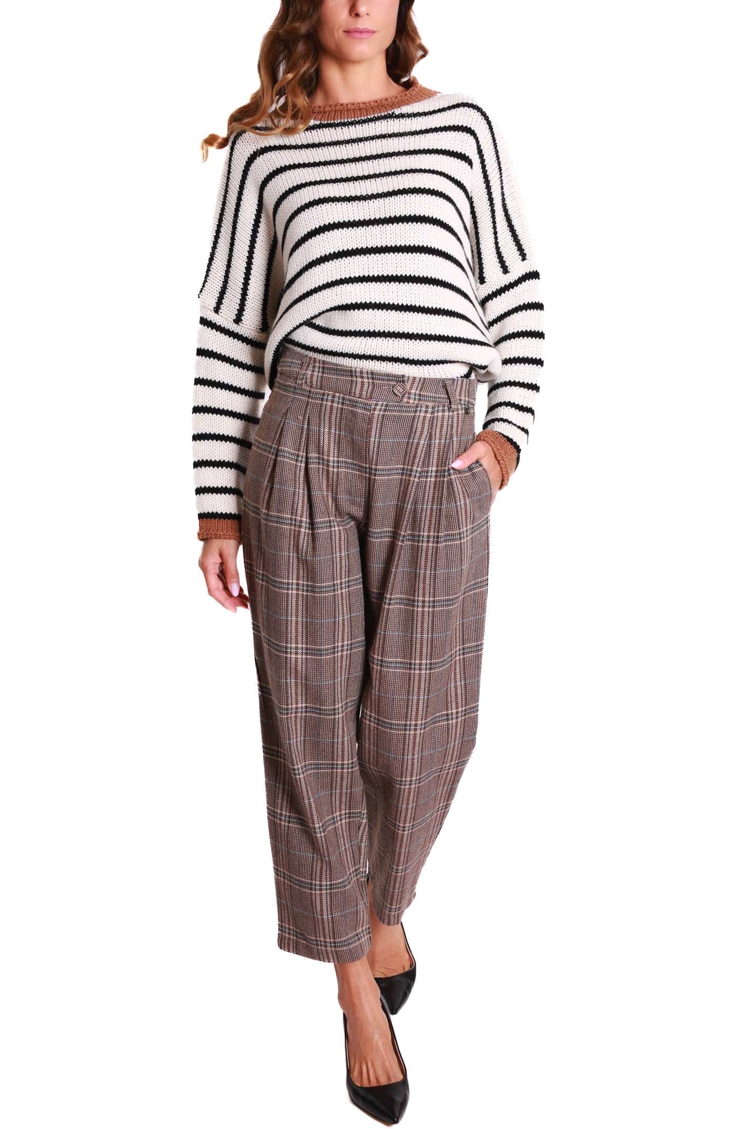 Dixie pantalone baggy fantasia check marrone