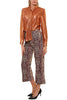 BLACK PYTHON PRINT FLARED CROPPED PANTS