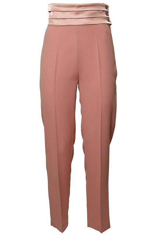 Kocca pantalone elegante di crepe e raso rosa