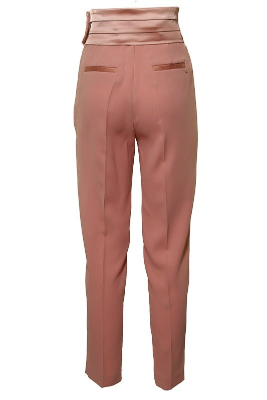 Kocca pantalone elegante di crepe e raso rosa