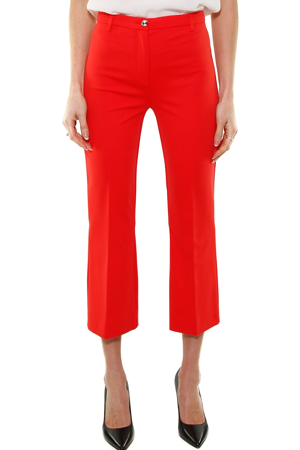 Pinko pantalone flared in punto milano rosso