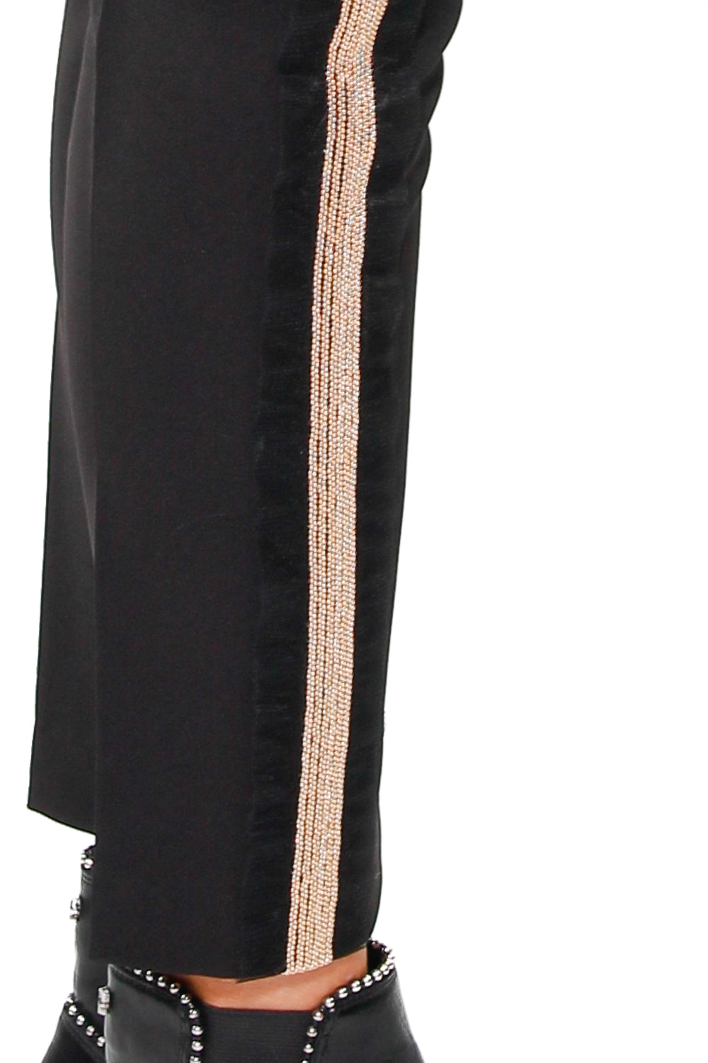 Kocca pantalone vita alta con banda tulle e catena nero