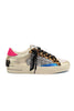 WOMEN'S SNEAKERS LEATHER ANIMALIER AND GLITTER DETAILS WHITE