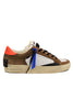 SNEAKERS UOMO IN PELLE CON DETTAGLI COLORATI MARRONE