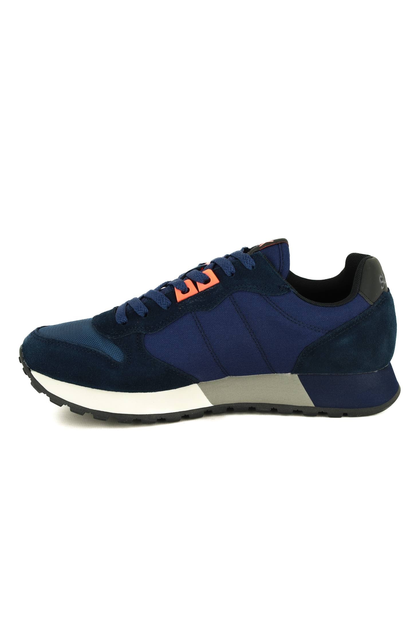 Sun68 Scarpe sneakers uomo in pelle e tessuto dettagli fluo blu