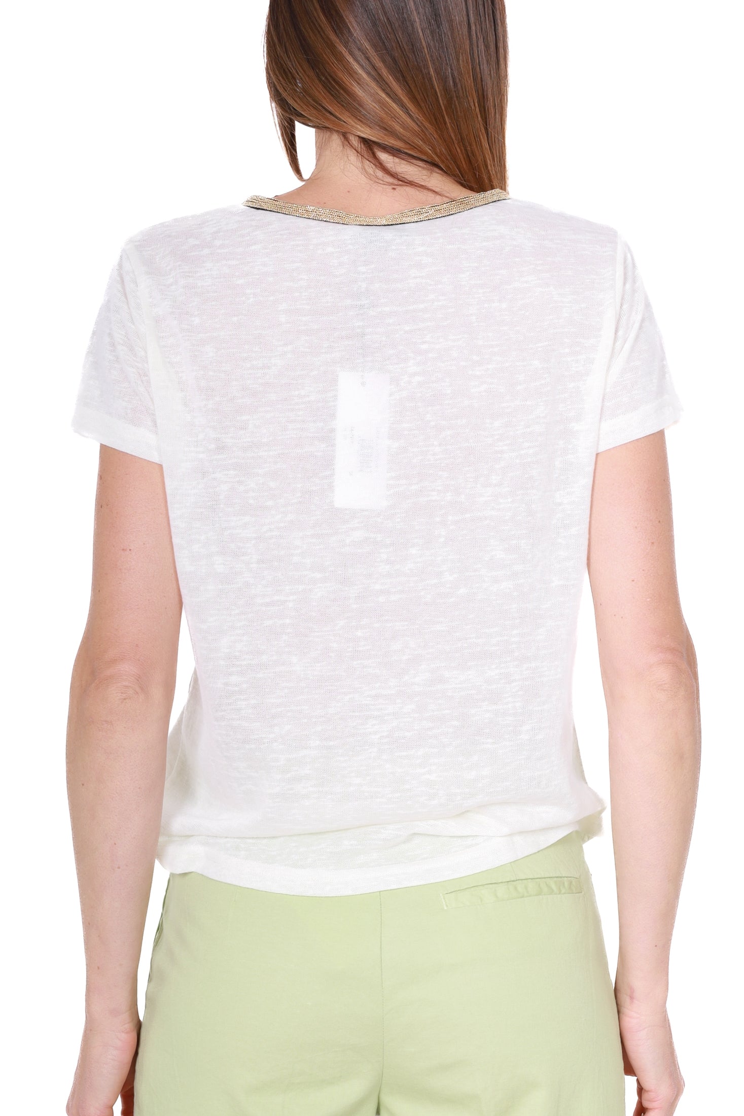 Molly t-shirt scollo a v in maglia burro