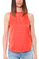Guess Donna top con inserto pizzo rosso