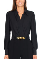 Elisabetta Franchi tuta elegante pantalone e camicia nero