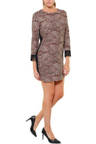 Vicolo vestito a tunica fantasia animalier con frange nero