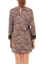 Vicolo vestito a tunica fantasia animalier con frange nero