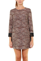 Vicolo vestito a tunica fantasia animalier con frange nero